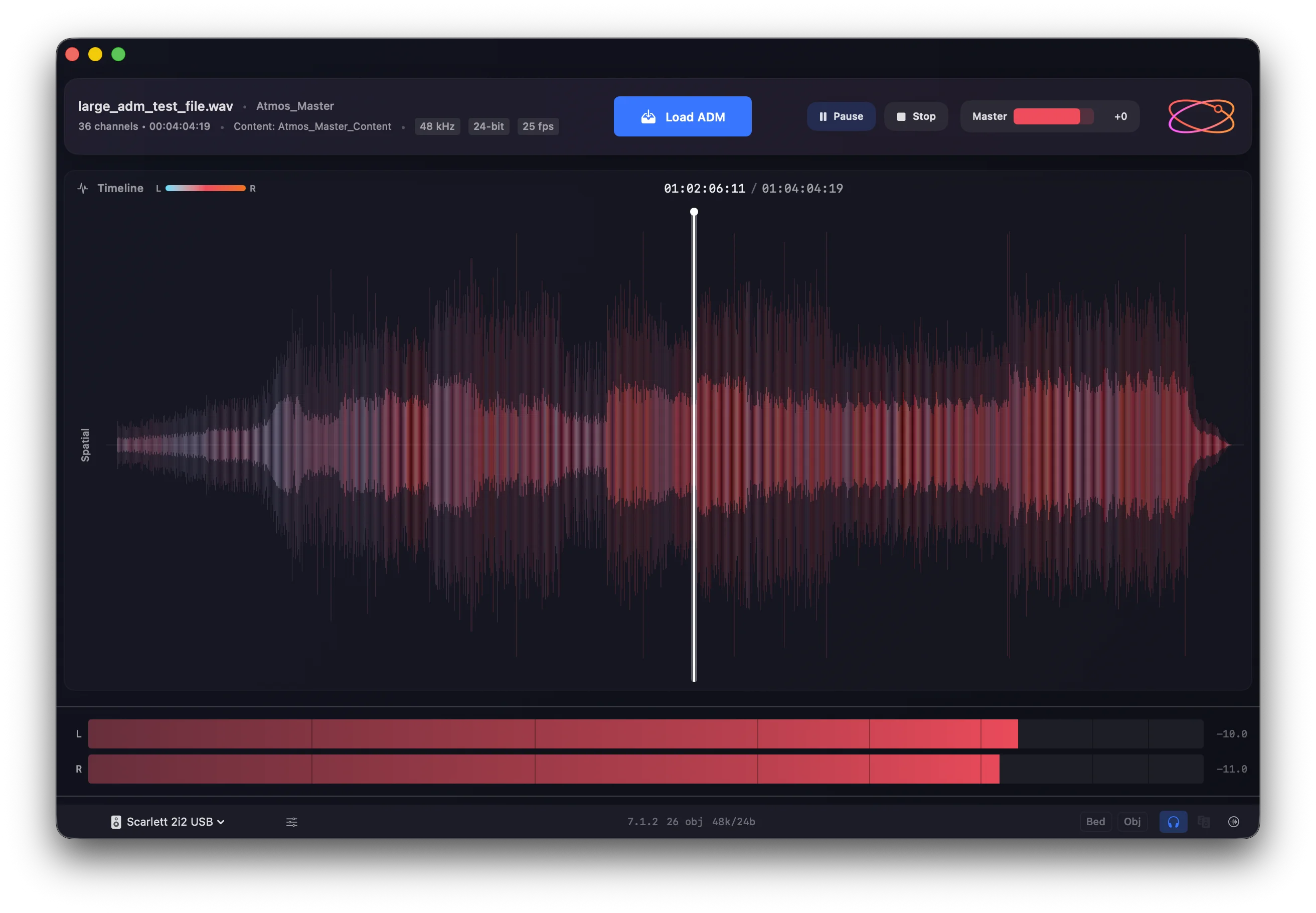 Orbit Lite with red theme and themed coloured metering