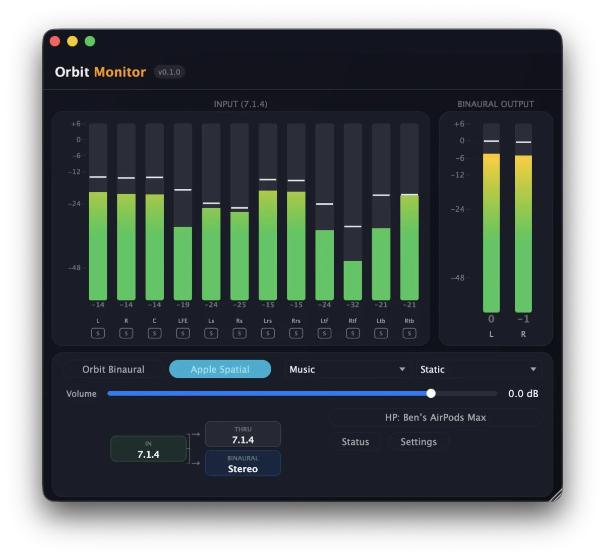 Orbit Monitor — Apple Spatial Audio monitoring